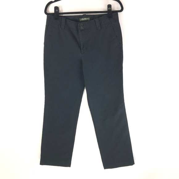 Eddie Bauer Womens Pants Mercer Fit Cotton Stretch Straight Leg Black 8 - Picture 1 of 6